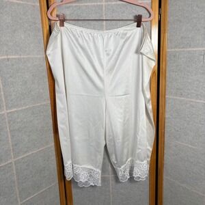 Cabernet Womens 2X 28 White Lace Trim Satin Slip Shorts Underwear‎ Pettipants